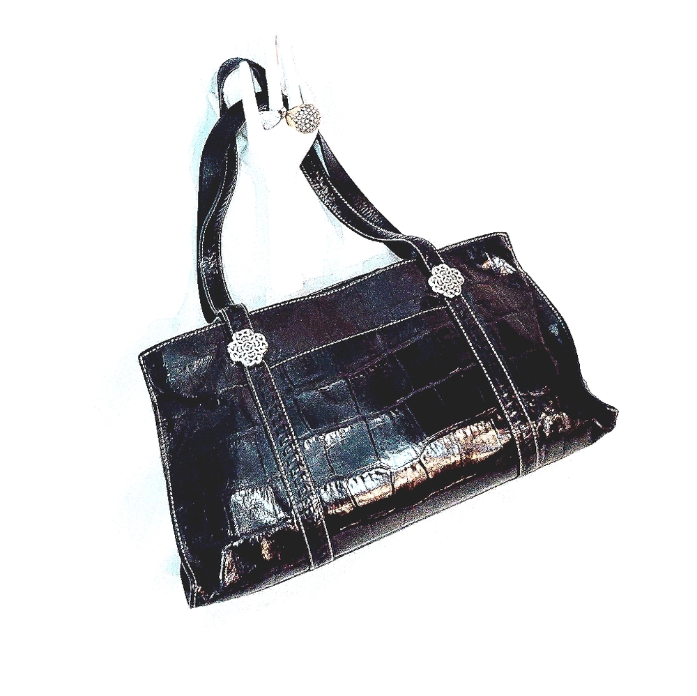 🐊🔥❣️CLASSY RETIRED BRIGHTON LEATHER CROC HANDBAG❣️🔥🐊